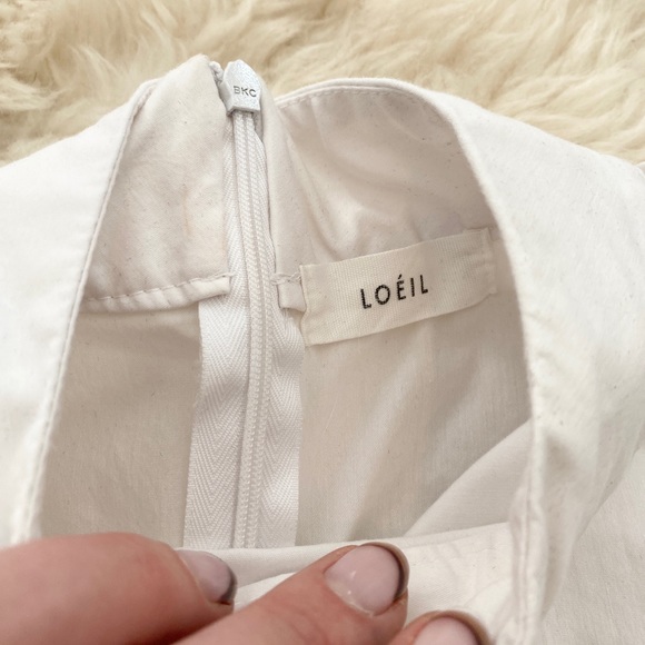 LOEIL White Mock Neck Oversized Grommet Blouse - Picture 6 of 7